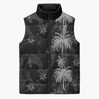 Hawaiian Honu And Surfboards Sleeveless Puffer Jacket Silver Style - Polynesian Pride