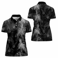Hawaiian Honu And Surfboards Women Polo Shirt Silver Style - Polynesian Pride