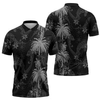 Hawaiian Honu And Surfboards Zipper Polo Shirt Silver Style - Polynesian Pride