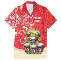 Personalized Puerto Rico Hawaiian Shirt Coqui Frog With Polynesian Pattern LT05 Red - Polynesian Pride