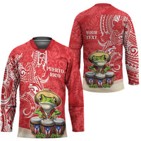 Personalized Puerto Rico Hockey Jersey Coqui Frog With Polynesian Pattern - Polynesian Pride