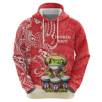 Personalized Puerto Rico Hoodie Coqui Frog With Polynesian Pattern LT05 - Polynesian Pride