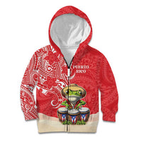 Personalized Puerto Rico Kid Hoodie Coqui Frog With Polynesian Pattern - Polynesian Pride