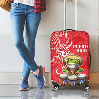 Puerto Rico Luggage Cover Coqui Frog With Polynesian Pattern - Polynesian Pride