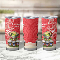 Personalized Puerto Rico Tumbler Cup Coqui Frog With Polynesian Pattern - Polynesian Pride