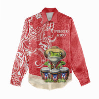 Personalized Puerto Rico Women Casual Shirt Coqui Frog With Polynesian Pattern - Polynesian Pride