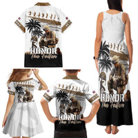Hawaii Veterans Day Family Matching Tank Maxi Dress and Hawaiian Shirt Honor The Fallen Flag Grunge Style