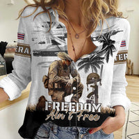 Hawaii Veterans Day Women Casual Shirt Honor The Fallen Flag Grunge Style