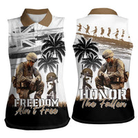 Hawaii Veterans Day Women Sleeveless Polo Shirt Honor The Fallen Flag Grunge Style LT05 - Polynesian Pride