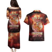 Hawaii Veterans Day Couples Matching Puletasi and Hawaiian Shirt May We Never Forget Freedom Isn't Free