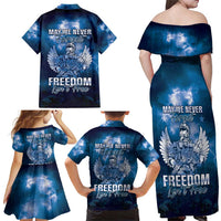Federated States of Micronesia Veterans Day Family Matching Off Shoulder Maxi Dress and Hawaiian Shirt May We Never Forget Freedom Isn't Free