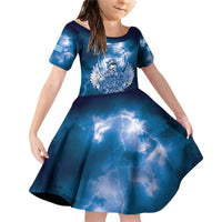 Federated States of Micronesia Veterans Day Family Matching Off Shoulder Short Dress and Hawaiian Shirt May We Never Forget Freedom Isn't Free LT05 Daughter's Dress Blue - Polynesian Pride