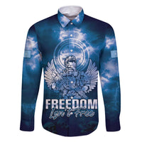 Federated States of Micronesia Veterans Day Family Matching Tank Maxi Dress and Hawaiian Shirt May We Never Forget Freedom Isn't Free LT05 Dad's Shirt - Long Sleeve Blue - Polynesian Pride