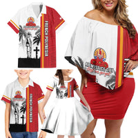 French Polynesia Armistice Day Family Matching Off Shoulder Short Dress and Hawaiian Shirt Lest We Forget Flag Style LT05 - Polynesian Pride