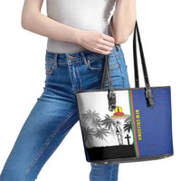 New Caledonia Armistice Day Leather Tote Bag Lest We Forget Flag Style LT05 - Polynesian Pride