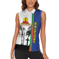 New Caledonia Armistice Day Women Sleeveless Polo Shirt Lest We Forget Flag Style LT05 - Polynesian Pride