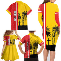 Marquesas Islands Armistice Day Family Matching Long Sleeve Bodycon Dress and Hawaiian Shirt Lest We Forget Flag Style