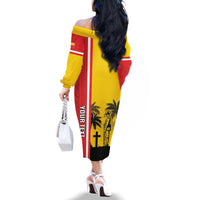Marquesas Islands Armistice Day Family Matching Off The Shoulder Long Sleeve Dress and Hawaiian Shirt Lest We Forget Flag Style