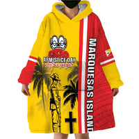 Marquesas Islands Armistice Day Wearable Blanket Hoodie Lest We Forget Flag Style