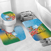 Malampa Fiji Day Bathroom Set Tribal Pattern With Tropical Flowers - Polynesian Pride