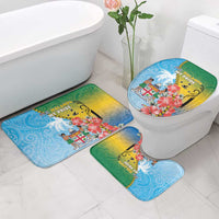 Malampa Fiji Day Bathroom Set Tribal Pattern With Tropical Flowers - Polynesian Pride