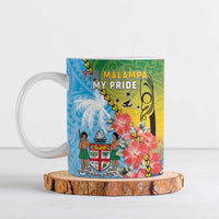 Personalised Malampa Fiji Day Ceramic Mug Tribal Pattern With Tropical Flowers - Polynesian Pride