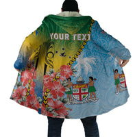 Personalised Malampa Fiji Day Cloak Tribal Pattern With Tropical Flowers - Polynesian Pride
