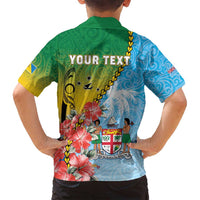 Personalised Malampa Fiji Day Family Matching Off Shoulder Maxi Dress and Hawaiian Shirt Tribal Pattern With Tropical Flowers - Polynesian Pride