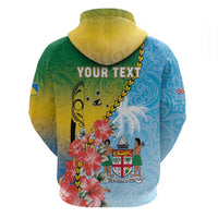 Personalised Malampa Fiji Day Hoodie Tribal Pattern With Tropical Flowers - Polynesian Pride