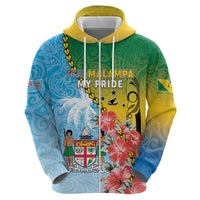 Personalised Malampa Fiji Day Hoodie Tribal Pattern With Tropical Flowers - Polynesian Pride