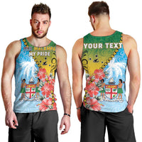 Personalised Malampa Fiji Day Men Tank Top Tribal Pattern With Tropical Flowers - Polynesian Pride
