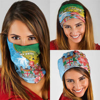 Malampa Fiji Day Neck Gaiter Tribal Pattern With Tropical Flowers - Polynesian Pride
