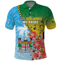 Personalised Malampa Fiji Day Polo Shirt Tribal Pattern With Tropical Flowers - Polynesian Pride