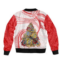 Personalized Happy Boxing Day Sleeve Zip Bomber Jacket Polynesian Gift Boxes Christmas Tree LT05 - Polynesian Pride
