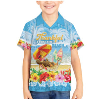 Personalised Hawaii Funny Thanksgiving Family Matching Mermaid Dress and Hawaiian Shirt Thankful From The Beach LT05 Son's Shirt Blue - Polynesian Pride