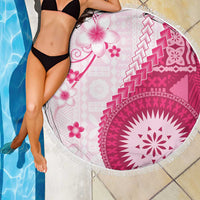 Bula Fiji Beach Blanket Pink Plumeria Masi Tapa Pattern LT05 - Polynesian Pride