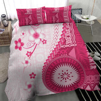Bula Fiji Bedding Set Pink Plumeria Masi Tapa Pattern LT05 - Polynesian Pride