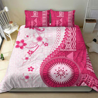 Bula Fiji Bedding Set Pink Plumeria Masi Tapa Pattern LT05 - Polynesian Pride