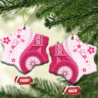 Bula Fiji Ceramic Ornament Pink Plumeria Masi Tapa Pattern LT05 Snow Flake Pink - Polynesian Pride