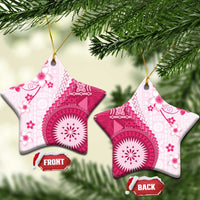 Bula Fiji Ceramic Ornament Pink Plumeria Masi Tapa Pattern LT05 Star Pink - Polynesian Pride