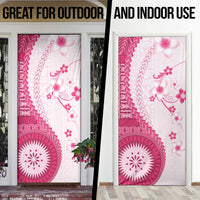 Bula Fiji Door Cover Pink Plumeria Masi Tapa Pattern LT05 - Polynesian Pride