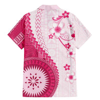 Bula Fiji Family Matching Mermaid Dress and Hawaiian Shirt Pink Plumeria Masi Tapa Pattern - Polynesian Pride