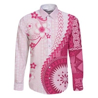 Bula Fiji Family Matching Mermaid Dress and Hawaiian Shirt Pink Plumeria Masi Tapa Pattern - Polynesian Pride