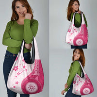 Bula Fiji Grocery Bag Pink Plumeria Masi Tapa Pattern LT05 - Polynesian Pride