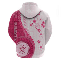 Bula Fiji Hoodie Pink Plumeria Masi Tapa Pattern LT05 - Polynesian Pride