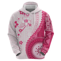 Bula Fiji Hoodie Pink Plumeria Masi Tapa Pattern LT05 - Polynesian Pride