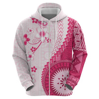 Bula Fiji Hoodie Pink Plumeria Masi Tapa Pattern LT05 - Polynesian Pride