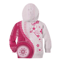 Bula Fiji Kid Hoodie Pink Plumeria Masi Tapa Pattern - Polynesian Pride