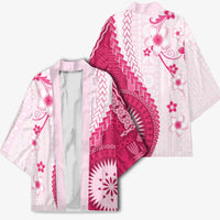 Bula Fiji Kimono Pink Plumeria Masi Tapa Pattern LT05 - Polynesian Pride