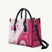 Bula Fiji Leather Bag Pink Plumeria Masi Tapa Pattern LT05 Pink - Polynesian Pride